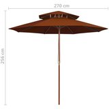 vidaXL Suncobran s dvije razine i drvenom šipkom terakota 270 cm | shoptok.hr