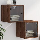 Furnova Nočna omarica s steklenimi vrati 2 kosa rjavi hrast 35x37x35 cm, (21927997) | Shoptok.si