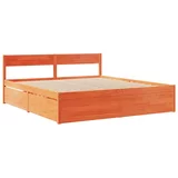 vidaXL Okvir kreveta s ladicama voštano smeđi 200x200 cm od borovine