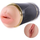 Lonelyi - dvostrani masturbator na baterije, s ustima i umjetnom pičkom (prirodno-crni) | shoptok.hr