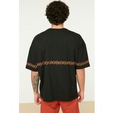 Trendyol Black Men's Oversize Crew Neck Short Sleeve Embroidered TShirt | Shoptok.si
