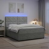  LED okvir za krevet s madracem Svjetlosiva 180 x 200 cm Baršun | shoptok.hr