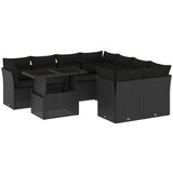  9-dijelni set vrtnih sofa s jastucima crni od poliratana | shoptok.hr