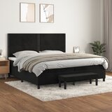 vidaXL Box spring postelja z vzmetnico črna 200x200 cm žamet Cene