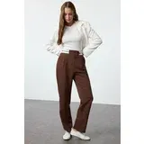 Trendyol Brown Wide Leg/Wide Leg Woven Waist Detailed Trousers