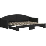  Dnevni krevet na razvlačenje crni 80 x 200 cm od tkanine | shoptok.hr