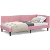 vidaXL Kotna postelja Drugo Roza 90 x 190 cm Samet in sodobno leseno | Shoptok.si