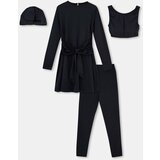 Dagi Black Long Sleeve 4-Piece Hijab Swimsuit Set cene