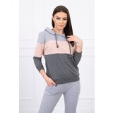 Kesi Set with colorful stripes gray+powdered pink | Shoptok.si