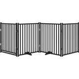 vidaXL Ograda za pse z vrati zložljiva 4 paneli črna 320 cm topolovina | Shoptok.si