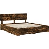  Konstrukcija postelje z vzglavjem Dimljeni oreh 200 x 200 cm, (5000102641) | Shoptok.si