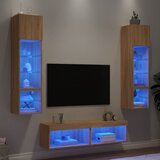 vidaXL 6-dijelni zidni TV elementi s LED svjetlima boja hrasta drveni | shoptok.hr