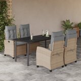  5-dijelni vrtni blagovaonski set od poliratana s jastucima bež Dužina stola 160 cm | Shoptok.si