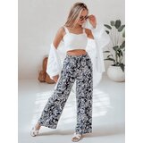 DStreet Spodnie damskie materiałowe wide leg TROPICAL SUN granatowe | shoptok.hr