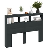 Ormarić za uzglavlje s LED svjetlima crni 140 x 17 x 102 cm | Eponuda.ba