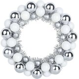 vidaXL Vijenci s božićnim kuglicama 2 pcs Bijela i Srebrna | shoptok.hr