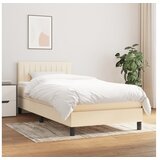 vidaXL Box spring postelja z vzmetnico krem 90x190 cm blago | Shoptok.si
