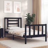 Maison Chic Posteljni okvir - Enojna postelja - Postelja za odrasle 75x190 cm z vzglavjem črn trden les-J16084, (21761819) | Shoptok.si