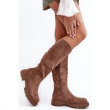 EVENTO Women's Quilted Knee-High Boots Brown Heliofa | ePonuda.com