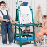  Dječje postolje, dječja tabla, dvostrana bijela tabla, dim. 59 x 50 x 117 cm - plava | shoptok.hr