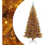 vidaXL Božično drevo med 300 LED z stojalom Zlata 210 cm PET | Shoptok.si