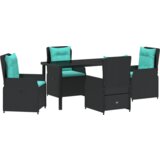  Set vanjskog blagovaonskog namještaja od pet dijelova crni poli ratan | shoptok.hr