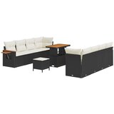 vidaXL 11-delna vrtna sofa set z blazinami Črn Poli ratan Akacija, 3-delni vrtni jedilni set z blazinami Črn Poli ratan Akacija Cene