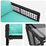 Set vanjskog namještaja s jastukom 3 pcs Crna i Tirkizna - Crna i tirkizna 2x pojedinačna stolica +1x stol | shoptok.hr