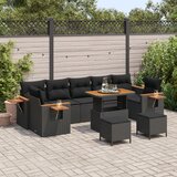 vidaXL set od 10 komada vrtne sofe s jastučićima, crni poli ratan akacija, set od 3 komada vrtne blagovaonice s jastučićima, crni poli ratan akacija | shoptok.hr