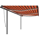 vidaXL Avtomatska tenda LED + senzor 6x3,5 m oranžna in rjava Cene