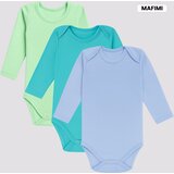Mafimi Pamučni Bodići Dugi rukav set od 3 - mint/ tirkiz/ plava Cene
