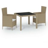  3-dijelni vrtni blagovaonski set od poliratana s jastucima bež | shoptok.hr