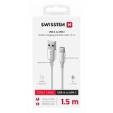 Swissten kabel USB/USB-C, TEXTILE II, 3A, 60W, 480 Mb/s, 1,5m bijelo-srebrni | shoptok.hr
