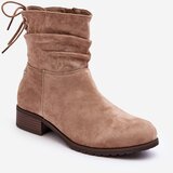 EVENTO PE1 Women's Suede Ankle Boots on Flat Heel Beige Keresa | Eponuda.ba