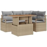 vidaXL Komplet za jedilnico v vrtu z blazino 5 pcs Bež in siva, (5000135496) | Shoptok.si
