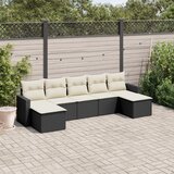 Maison Chic Seti vrtnega pohištva - Vrtna garnitura - Vrtni pohištvo set 7-delna z blazinami črn poli ratan, (21801696) | Shoptok.si