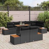 vidaXL Set od 9 delova vrtnih sofa sa jastučićima crni poli ratan | shoptok.hr
