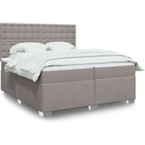  Krevet s oprugama i madracem smeđesivi 200x200 cm od tkanine | shoptok.hr