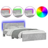  Okvir kreveta s uzglavljem LED siva boja betona 135 x 190 cm | Eponuda.com