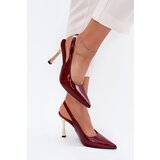 Boto Lacquered Stilettos With Open Heel And Pointed Toes Burgundy Rivori | Shoptok.si