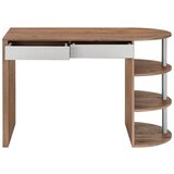 Bessagi Home moderna pisalna miza lovino barva hrasta, srebrno siva | Shoptok.si