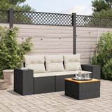 Maison Chic Seti vrtnega pohištva - Vrtna garnitura - Vrtni pohištvo set 4-delna z blazinami črna poli ratan, (21817193) | Shoptok.si
