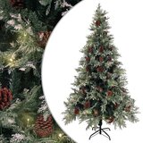  Osvijetljeno božićno drvce i šiške zeleno-bijelo 195 cm PVC/PE | Eponuda.ba