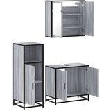  3-dijelni set kupaonskog namještaja siva boja hrasta drveni | shoptok.hr