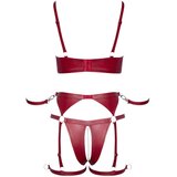 Cottelli Bondage sjajni grudnjak set i lisice (crveni) - XL Slike