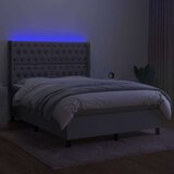  Krevet box spring s madracem LED svjetlosivi 140x190 cm tkanina | shoptok.hr