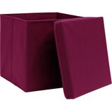  Kutije za pohranu s poklopcima 10 kom tamnocrvene 32x32x32 cm | Eponuda.com