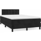 vidaXL Box spring postelja z vzmetnico LED črna 120x190 cm žamet