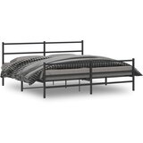 Maison Chic Kovinski Posteljni okvir - Dvoposteljna postelja - Zakonska postelja z vzglavjem in vznožjem črn 193x203 cm, (21695799) | Shoptok.si