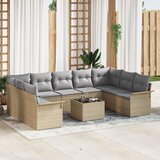 vidaXL 10 komada Vrtni kauč set s jastuком Crni poli ratan | shoptok.hr